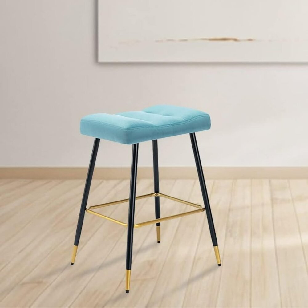 Turquoise Green-Blue Velvet Counter Stool - BRAND NEW IN BOX